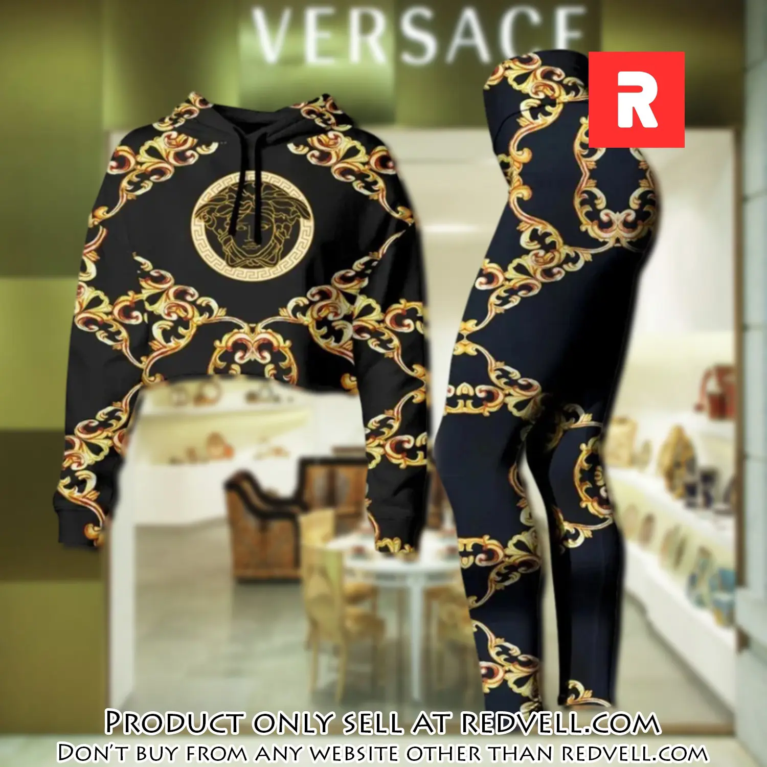 Versace medusa golden luxury brand clothes leggings and crop top set for women rv4501870